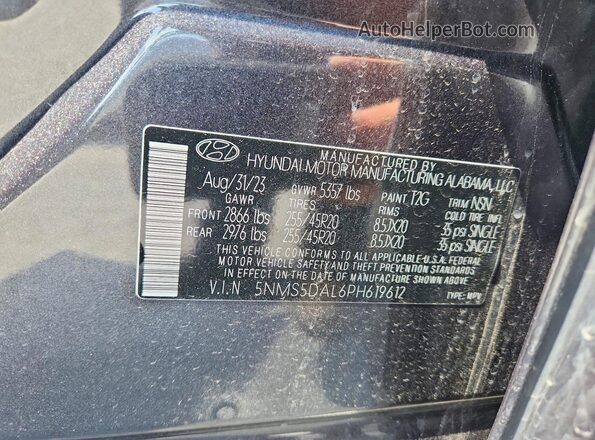 5NMS5DAL6PH619612 2023 HYUNDAI SANTA Gray Engine compartment view