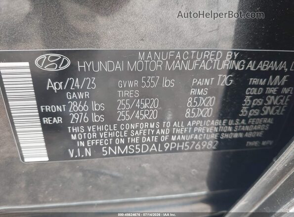 5NMS5DAL9PH576982 2023 HYUNDAI SANTA FE Gray Շարժիչի բաժամունքի տեսք