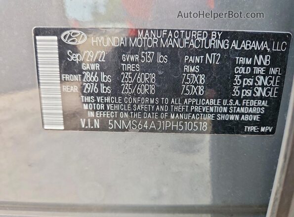 5NMS64AJ1PH510518 2023 HYUNDAI SANTA Gray Vista del compartimento del motor