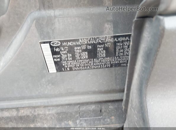 5NMS64AJ3NH433499 2022 HYUNDAI SANTA FE Gray ძრავის განყოფილების ხედი