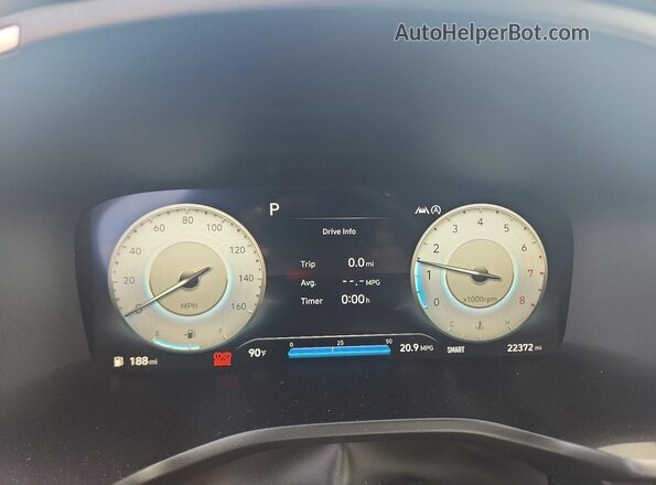 5NMS64AJ6MH361891 2021 HYUNDAI SANTA Red Vista del cuadro de instrumentos