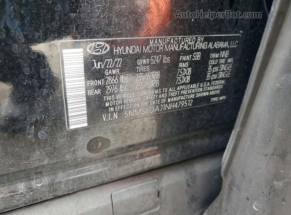 5NMS6DAJ1NH479512 2022 HYUNDAI SANTA Black Vista del compartimento del motor