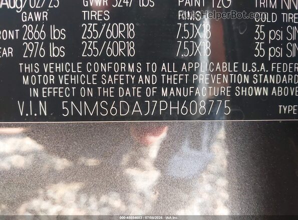 5NMS6DAJ7PH608775 2023 HYUNDAI SANTA FE Gray Widok komory silnika