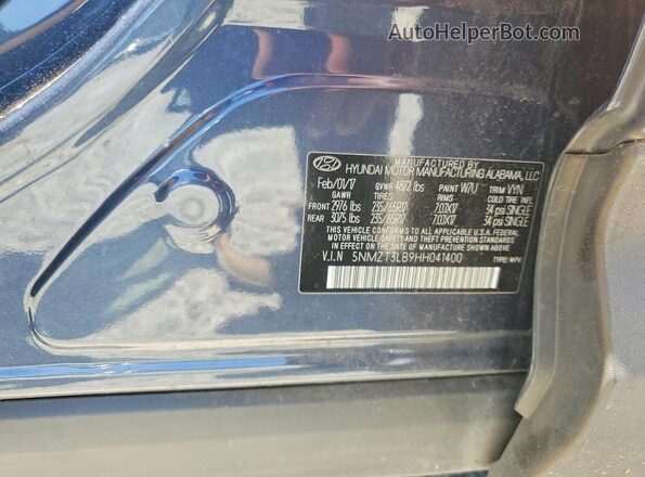 5NMZT3LB9HH041400 2017 HYUNDAI SANTA Gray Engine compartment view