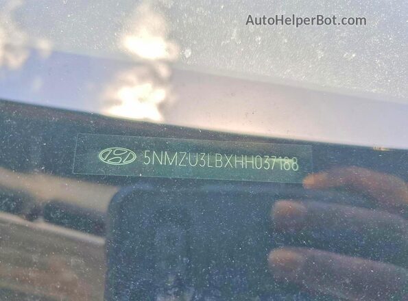 5NMZU3LBXHH037188 2017 HYUNDAI SANTA Синий Вид наклейки с VIN-кодом