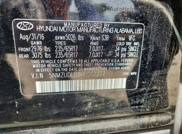 5NMZUDLB8HH012277 2017 HYUNDAI SANTA Black სალონის 360-გრადუსიანი ხედი