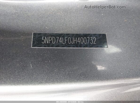 5NPD74LF0JH400732 2018 HYUNDAI ELANTRA Gray 