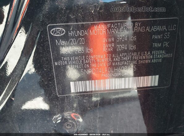 5NPD74LF0LH600495 2020 HYUNDAI ELANTRA Gray Вид підкапотного простору