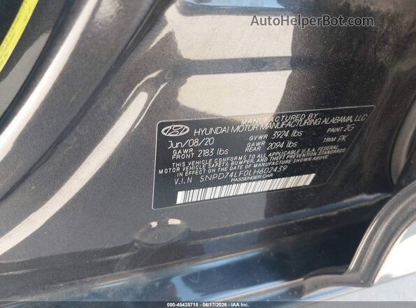 5NPD74LF0LH602439 2020 HYUNDAI ELANTRA Gray ძრავის განყოფილების ხედი