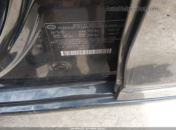 5NPD74LF0LH606801 2020 HYUNDAI ELANTRA Black Вид підкапотного простору