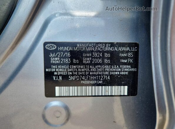 5NPD74LF1HH112714 2017 HYUNDAI ELANTRA Silver Widok komory silnika