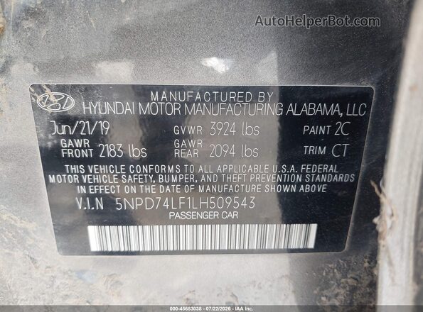 5NPD74LF1LH509543 2020 HYUNDAI ELANTRA Gray Շարժիչի բաժամունքի տեսք
