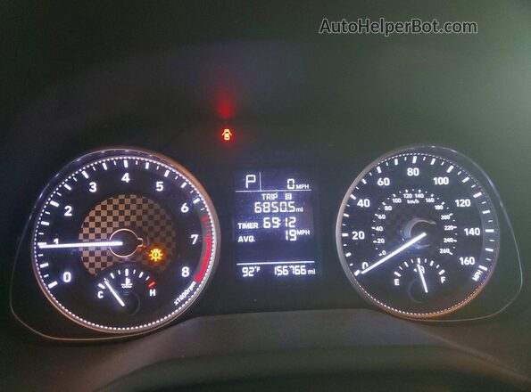 5NPD74LF2KH457922 2019 HYUNDAI ELANTRA Red Vista del cuadro de instrumentos