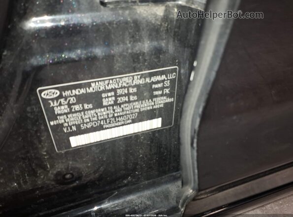 5NPD74LF2LH607027 2020 HYUNDAI ELANTRA Черный Вид подкапотного пространства
