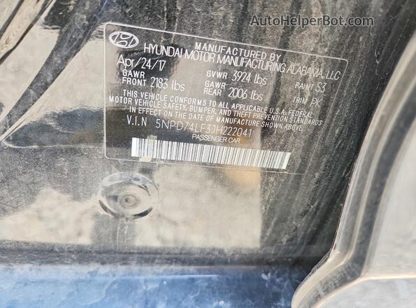 5NPD74LF3JH222041 2018 HYUNDAI ELANTRA Charcoal Engine compartment view