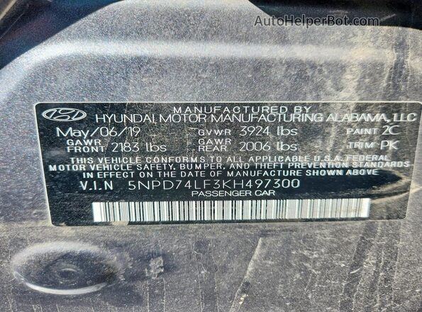 5NPD74LF3KH497300 2019 HYUNDAI ELANTRA Silver ძრავის განყოფილების ხედი