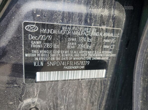 5NPD74LF3LH578279 2020 HYUNDAI ELANTRA Black Vista del compartimento del motor
