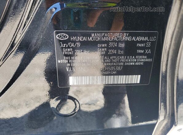 5NPD74LF4LH505387 2020 HYUNDAI ELANTRA Black Vista del compartimento del motor