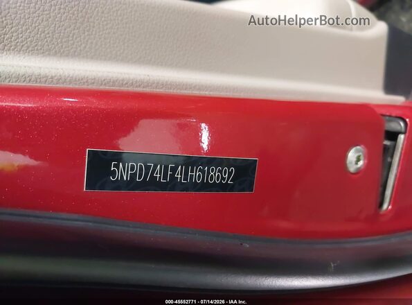 5NPD74LF4LH618692 2020 HYUNDAI ELANTRA Red Շարժիչի բաժամունքի տեսք
