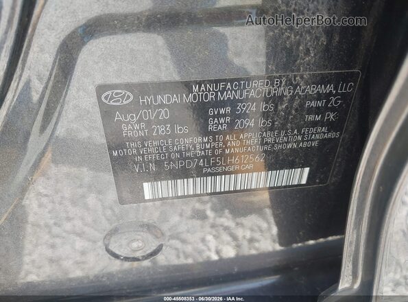 5NPD74LF5LH612562 2020 HYUNDAI ELANTRA Gray Engine compartment view