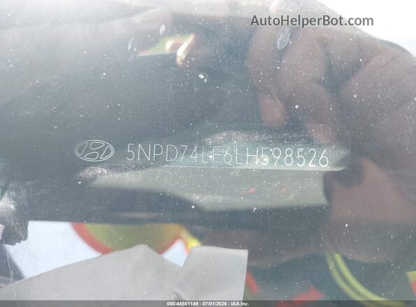 5NPD74LF6LH598526 2020 HYUNDAI ELANTRA Silver Vista del compartimento del motor