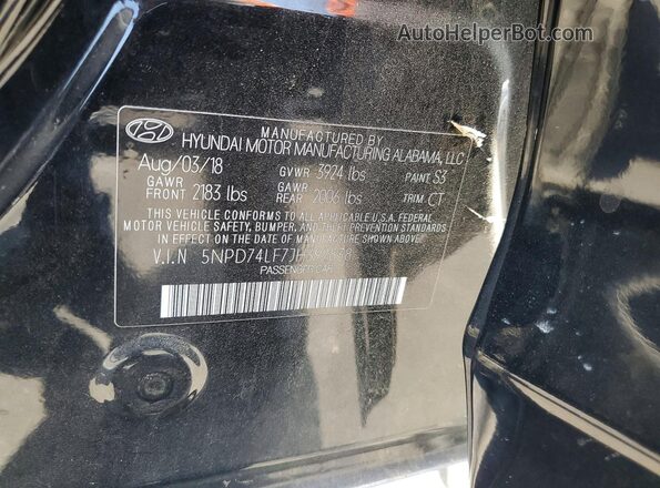 5NPD74LF7JH392838 2018 HYUNDAI ELANTRA Black Շարժիչի բաժամունքի տեսք