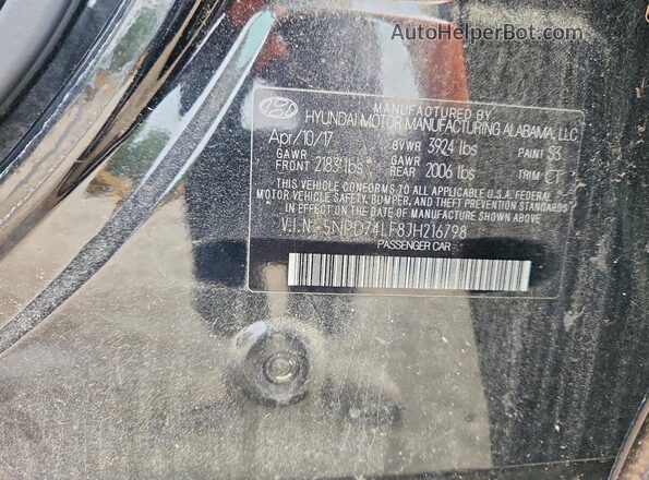 5NPD74LF8JH216798 2018 HYUNDAI ELANTRA Black ძრავის განყოფილების ხედი