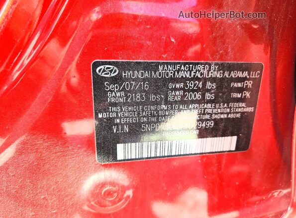 5NPD74LF9HH129499 2017 HYUNDAI ELANTRA Red Engine compartment view