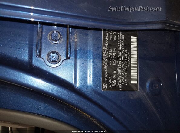 5NPD74LF9LH611088 2020 HYUNDAI ELANTRA Blue Շարժիչի բաժամունքի տեսք