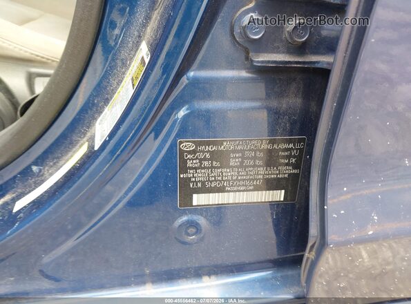 5NPD74LFXHH166447 2017 HYUNDAI ELANTRA Blue Շարժիչի բաժամունքի տեսք