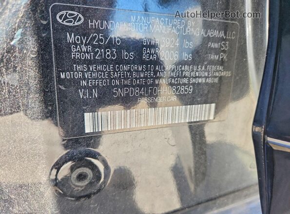 5NPD84LF0HH082859 2017 HYUNDAI ELANTRA Black Widok komory silnika