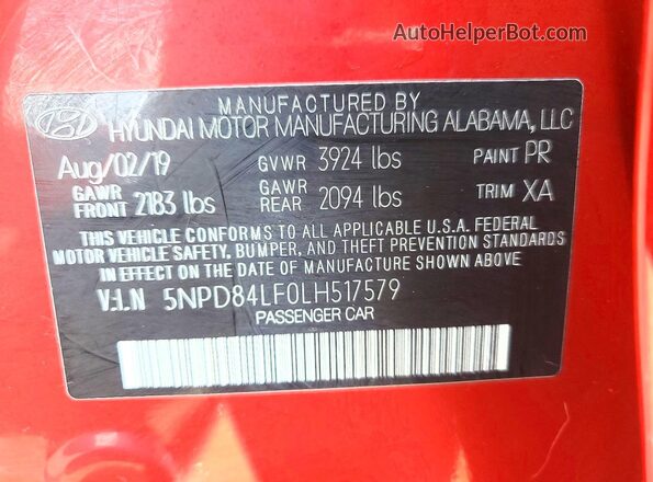 5NPD84LF0LH517579 2020 HYUNDAI ELANTRA Maroon ძრავის განყოფილების ხედი