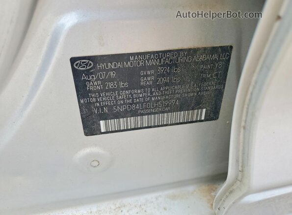 5NPD84LF0LH519994 2020 HYUNDAI ELANTRA Silver Engine compartment view
