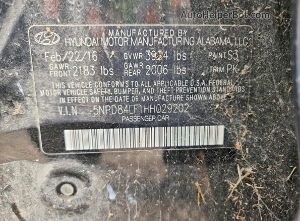 5NPD84LF1HH029202 2017 HYUNDAI ELANTRA Black Vista del compartimento del motor