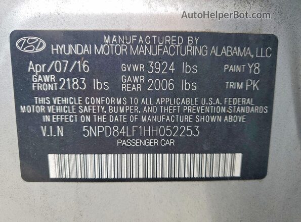 5NPD84LF1HH052253 2017 HYUNDAI ELANTRA Silver ძრავის განყოფილების ხედი