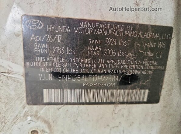 5NPD84LF1JH223847 2018 HYUNDAI ELANTRA White Շարժիչի բաժամունքի տեսք