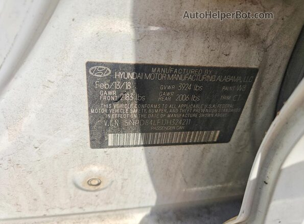 5NPD84LF1JH324211 2018 HYUNDAI ELANTRA White Vista del compartimento del motor