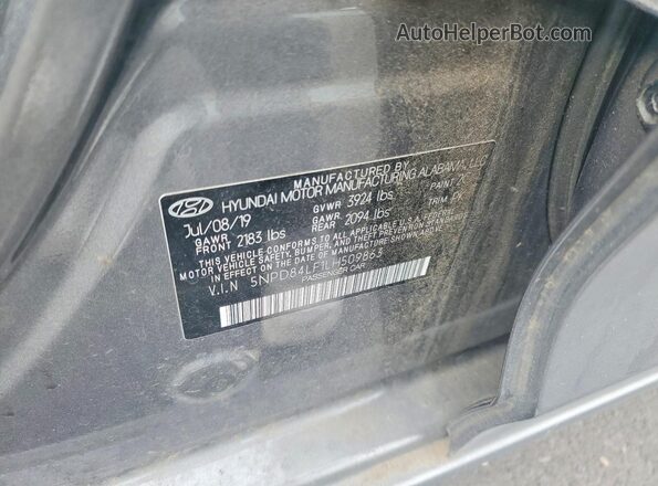 5NPD84LF1LH509863 2020 HYUNDAI ELANTRA Серый Вид подкапотного пространства