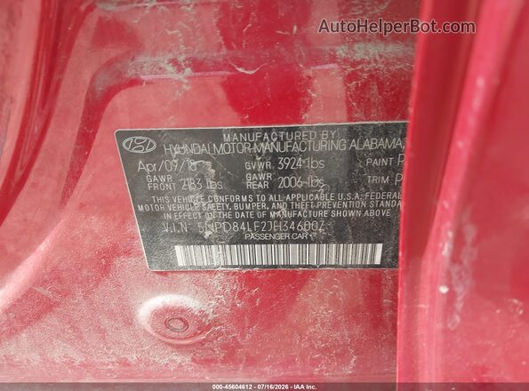 5NPD84LF2JH346007 2018 HYUNDAI ELANTRA Red Widok komory silnika