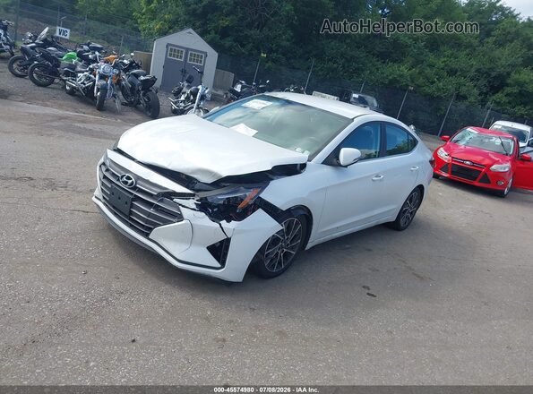 5NPD84LF2KH429292 2019 HYUNDAI ELANTRA White წინა მარცხენა ხედი სამი მეოთხედიდან