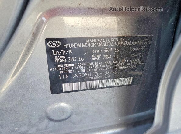 5NPD84LF2LH508494 2020 HYUNDAI ELANTRA Серый Вид подкапотного пространства