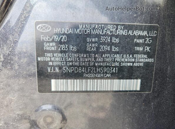 5NPD84LF2LH590341 2020 HYUNDAI ELANTRA Gray Շարժիչի բաժամունքի տեսք