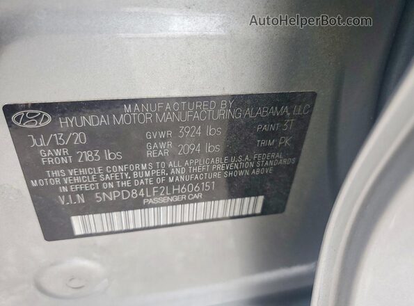 5NPD84LF2LH606151 2020 HYUNDAI ELANTRA Silver Вид підкапотного простору