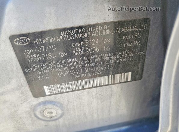 5NPD84LF3HH004639 2017 HYUNDAI ELANTRA Серебряный Вид подкапотного пространства