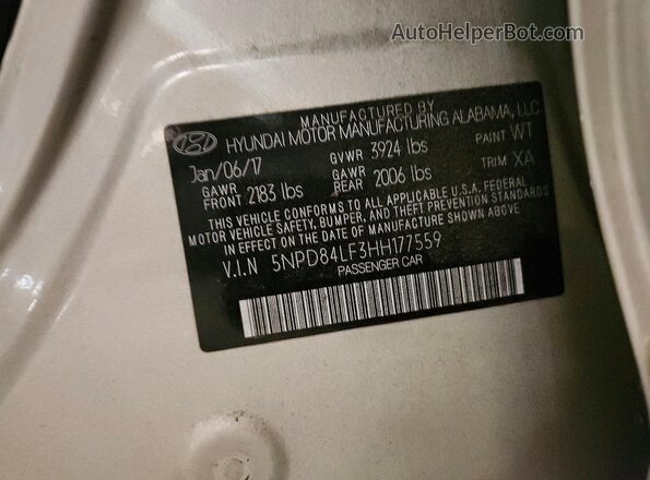 5NPD84LF3HH177559 2017 HYUNDAI ELANTRA Silver Widok komory silnika