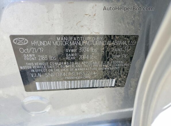 5NPD84LF3LH557784 2020 HYUNDAI ELANTRA Silver Շարժիչի բաժամունքի տեսք