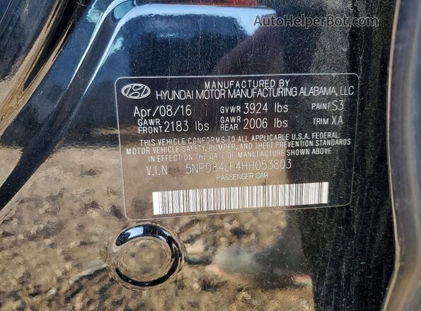 5NPD84LF4HH053803 2017 HYUNDAI ELANTRA Black Engine compartment view