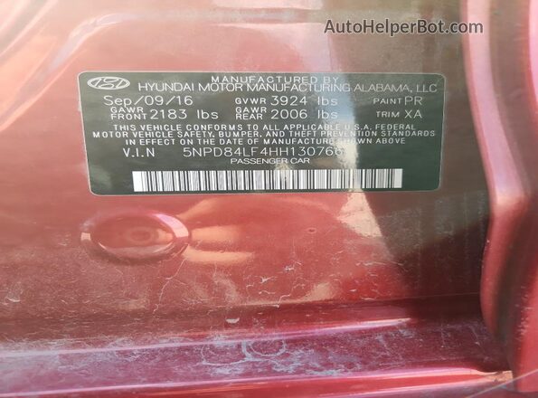 5NPD84LF4HH130766 2017 HYUNDAI ELANTRA Red Widok komory silnika