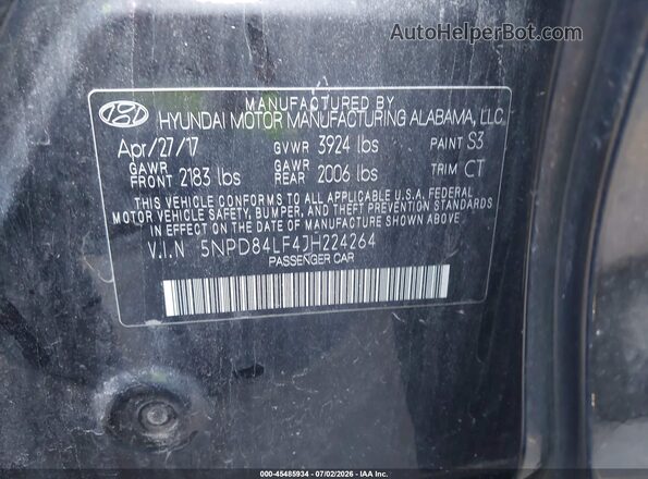 5NPD84LF4JH224264 2018 HYUNDAI ELANTRA Черный Вид подкапотного пространства