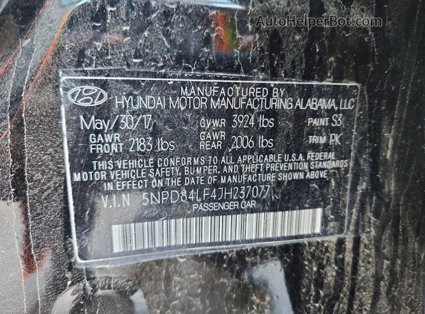 5NPD84LF4JH237077 2018 HYUNDAI ELANTRA Черный Вид подкапотного пространства